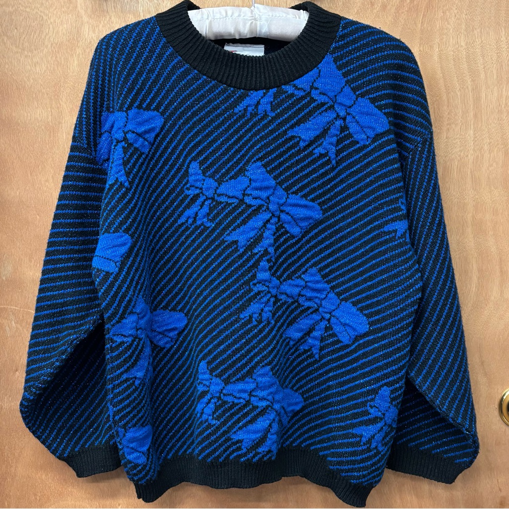 Vintage 80s Festive Metallic Sweater, Large